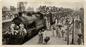The Partition of India (1947): The Division That Changed Millions of Lives Refugee trains or migrating families in 1947