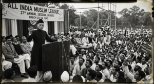 The Partition of India (1947): The Division That Changed Millions of Lives Historical photo of Muhammad Ali Jinnah and political meetings