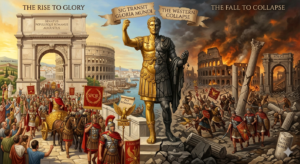 The Rise and Fall of the Roman Empire: From Glory to Collapse “Rise and Fall of the Roman Empire illustration”
