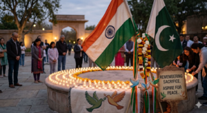 The Partition of India (1947): The Division That Changed Millions of Lives India and Pakistan flags with peace/dove theme or candle memorial image