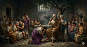 Why Was Socrates Executed? The Shocking True Story Emotional painting of Socrates drinking poison surrounded by followers