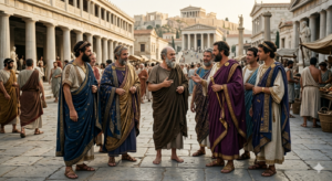 Why Was Socrates Executed? The Shocking True Story “Socrates in simple clothing speaking with citizens of Athens”