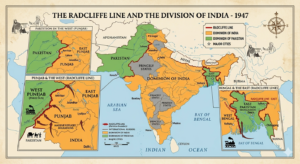 The Partition of India (1947): The Division That Changed Millions of Lives Radcliffe Line map / India-Pakistan division map