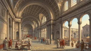 The Rise and Fall of the Roman Empire: From Glory to Collapse Use an image of Roman architecture or daily life.