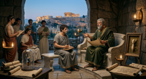 “Who Was Aristotle? The Curious Mind That Changed the World” “Aristotle studying under Plato in Athens”