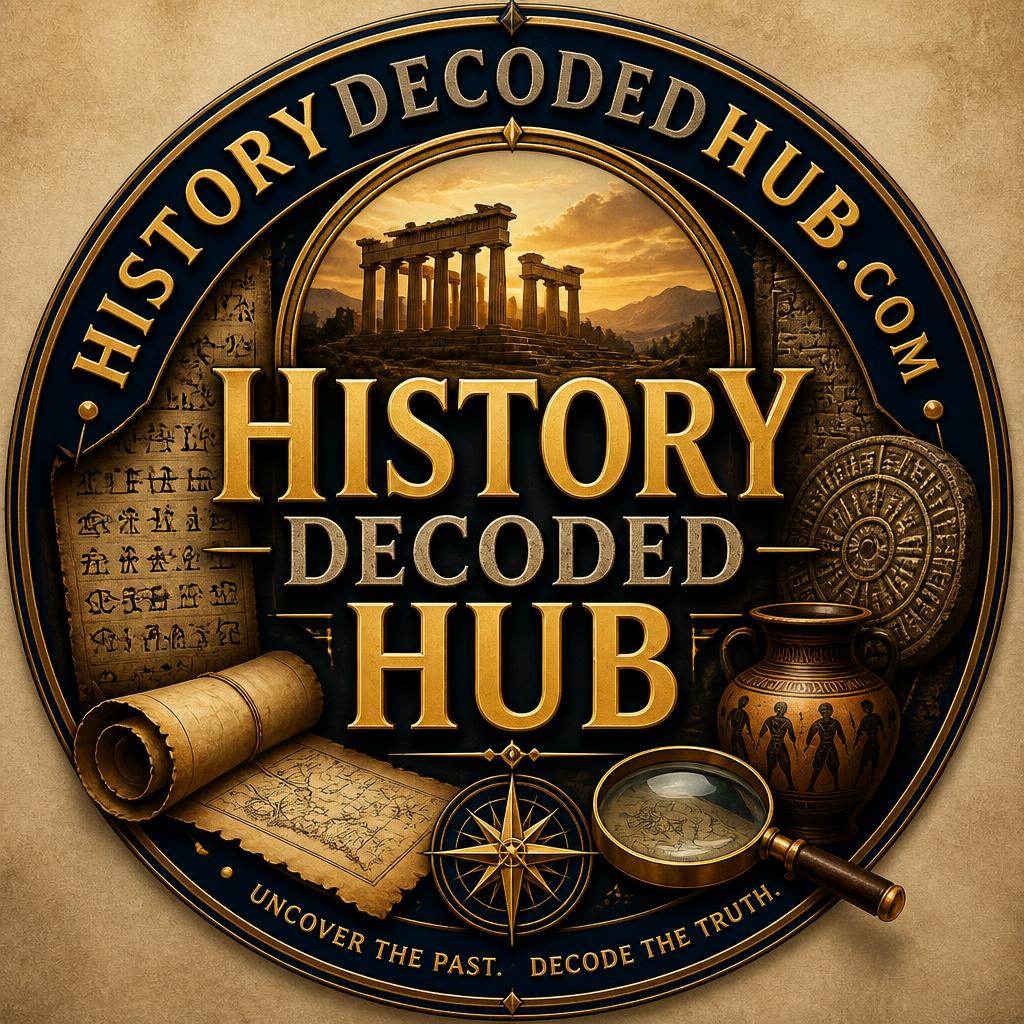 gpt image 2 a stylized logo for the website historydecodedhub.com featuring a combination of 0