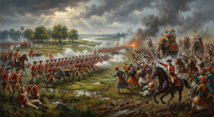 Battle of Plassey 1757 between British East India Company and Siraj ud-Daulah