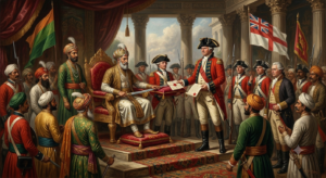Mir Jafar becoming Nawab of Bengal after the Battle of Plassey