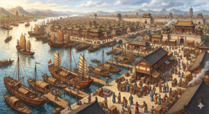 Ibn Battuta: The Man Who Traveled the Entire Medieval World Medieval Chinese port city with merchant ships and traders