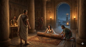 Cleopatra: The Powerful Queen Who Became Egypt’s Last Pharaoh and Changed History Forever Cleopatra's legendary first meeting with Julius Caesar.