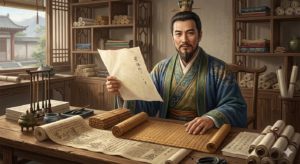 Cai Lun and the Invention of Paper: How One Man Changed Civilization Forever AI-generated portrait of Cai Lun, the inventor credited with revolutionizing papermaking and transforming the spread of knowledge throughout history.