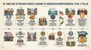 Timeline of major events leading to American independence from Britain