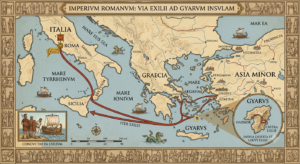Gaius Musonius Rufus: 7 Powerful Stoic Lessons Gaius Musonius Rufus exile route from Rome to Gyaros Island
