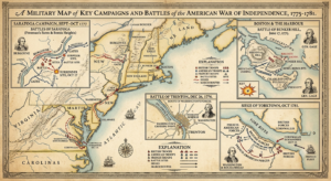 Map of major battles of the American Revolutionary War 1775–1783