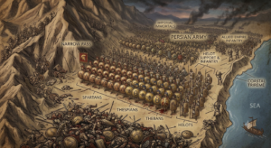 Last stand of King Leonidas and the Greek defenders at Thermopylae