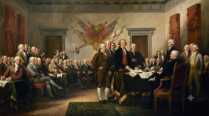 Signing of the Declaration of Independence on July 4, 1776 by the Continental Congress