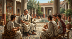 Gaius Musonius Rufus: 7 Powerful Stoic Lessons Gaius Musonius Rufus teaching Stoic philosophy in ancient Rome