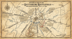 Gettysburg road network that made the town a strategic crossroads in 1863