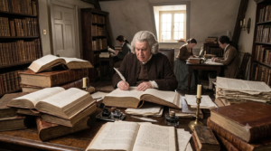 Samuel Johnson compiling A Dictionary of the English Language in 1755