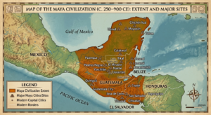 The Maya Civilization: Inside the Rise, Genius, and Mystery of an Ancient American Superpower Map showing the geographical extent of the Maya Civilization