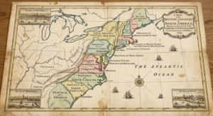 Map of the thirteen British colonies in North America before American independence