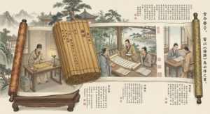 Ancient manuscript of The Analects and Confucian scholars